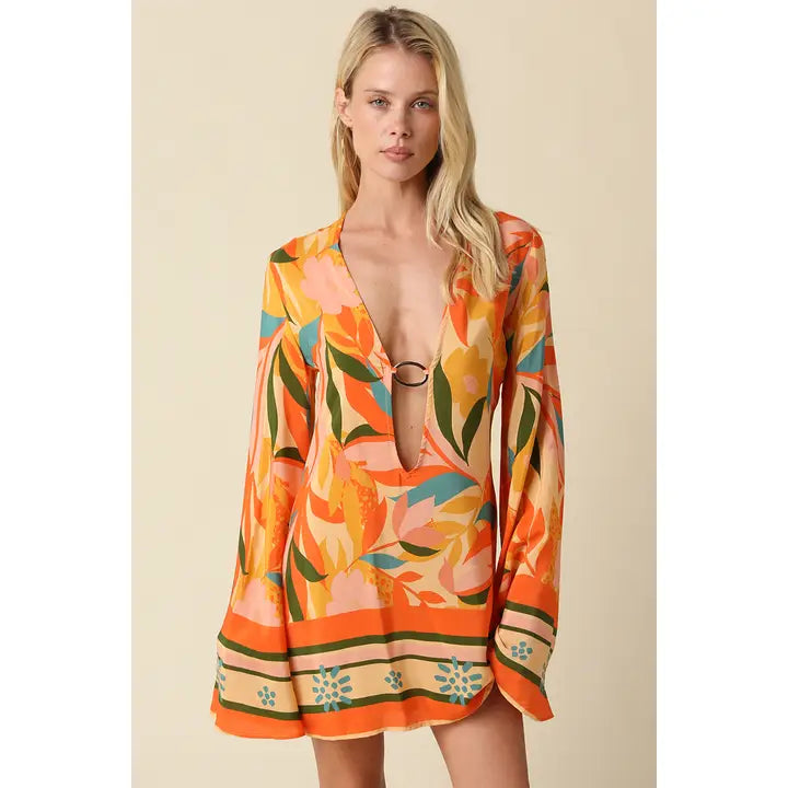 Bella Tropical Print Mini Dress