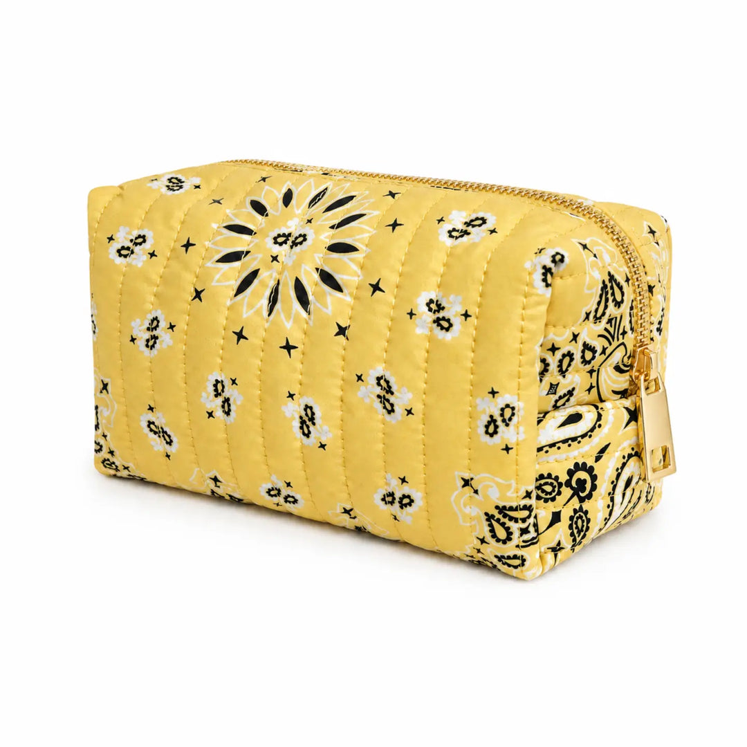 Butter Yellow Bandana Cosmetic Case, Everyday Travel Pouch