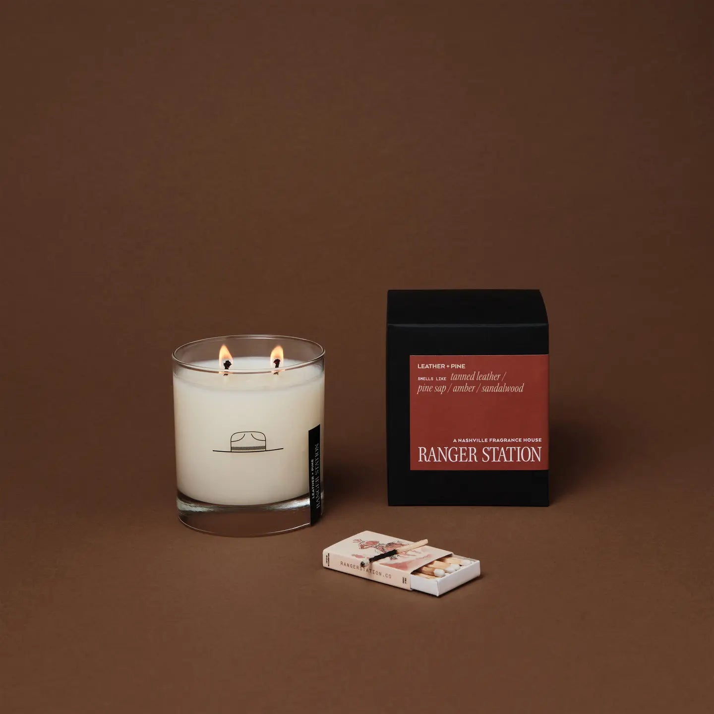 Leather + Pine Candle