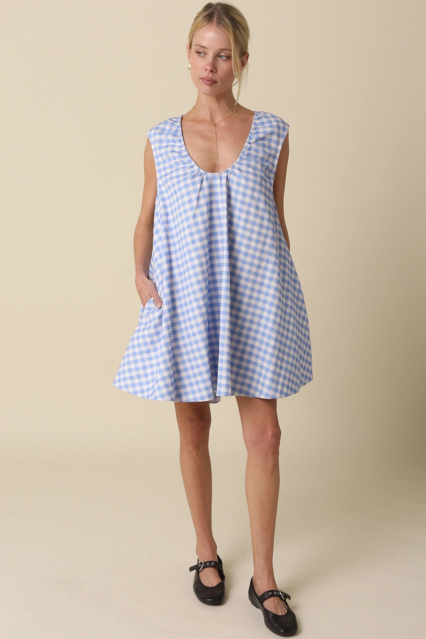 Noella Gingham Swing Mini Dress