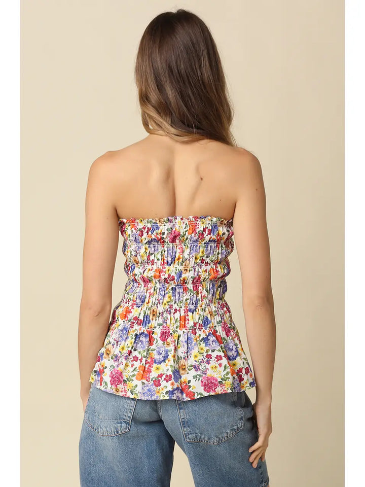 Meadow Smocked Floral Tube Top