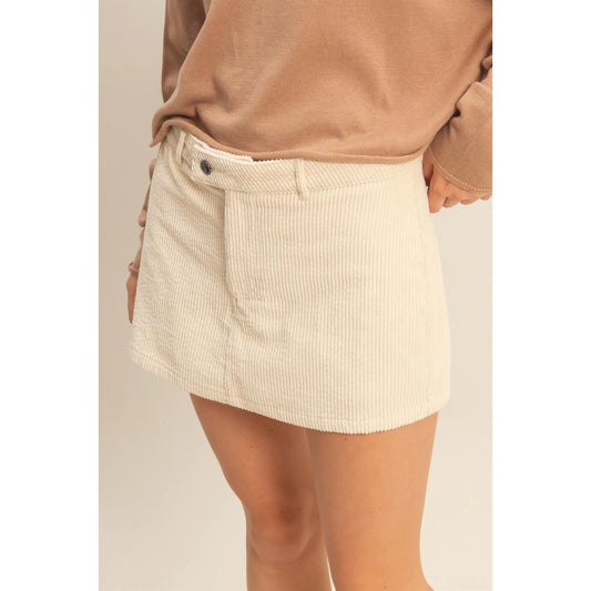 Flirty Corduroy Mid Waist Mini Skort