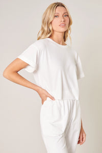 White Ribbed Knit Boxy Crop Top