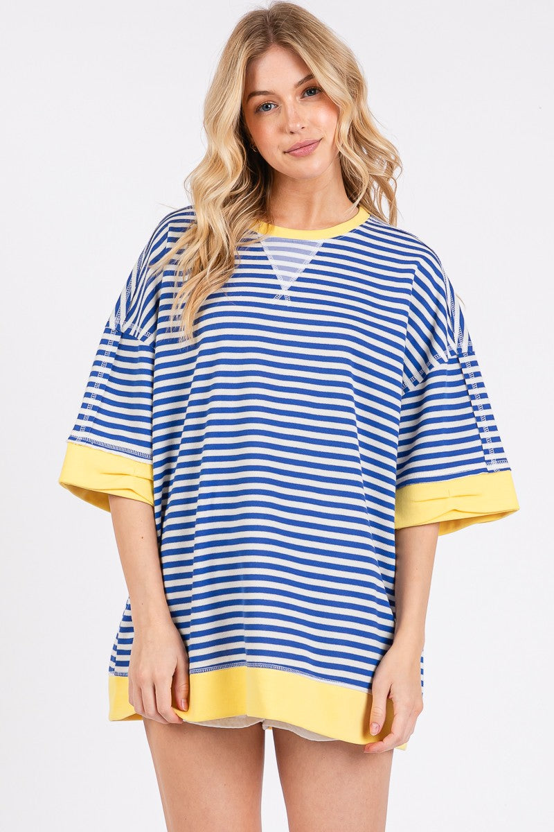 Striped Oversized Short Sleeve Top
