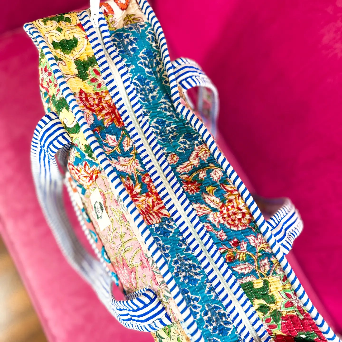 Wildflower Patch | Large Quilted Zipper Tote Bag