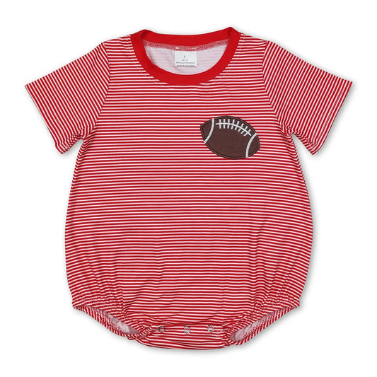 Red Short Sleeves Stripe Football Baby Kids Romper
