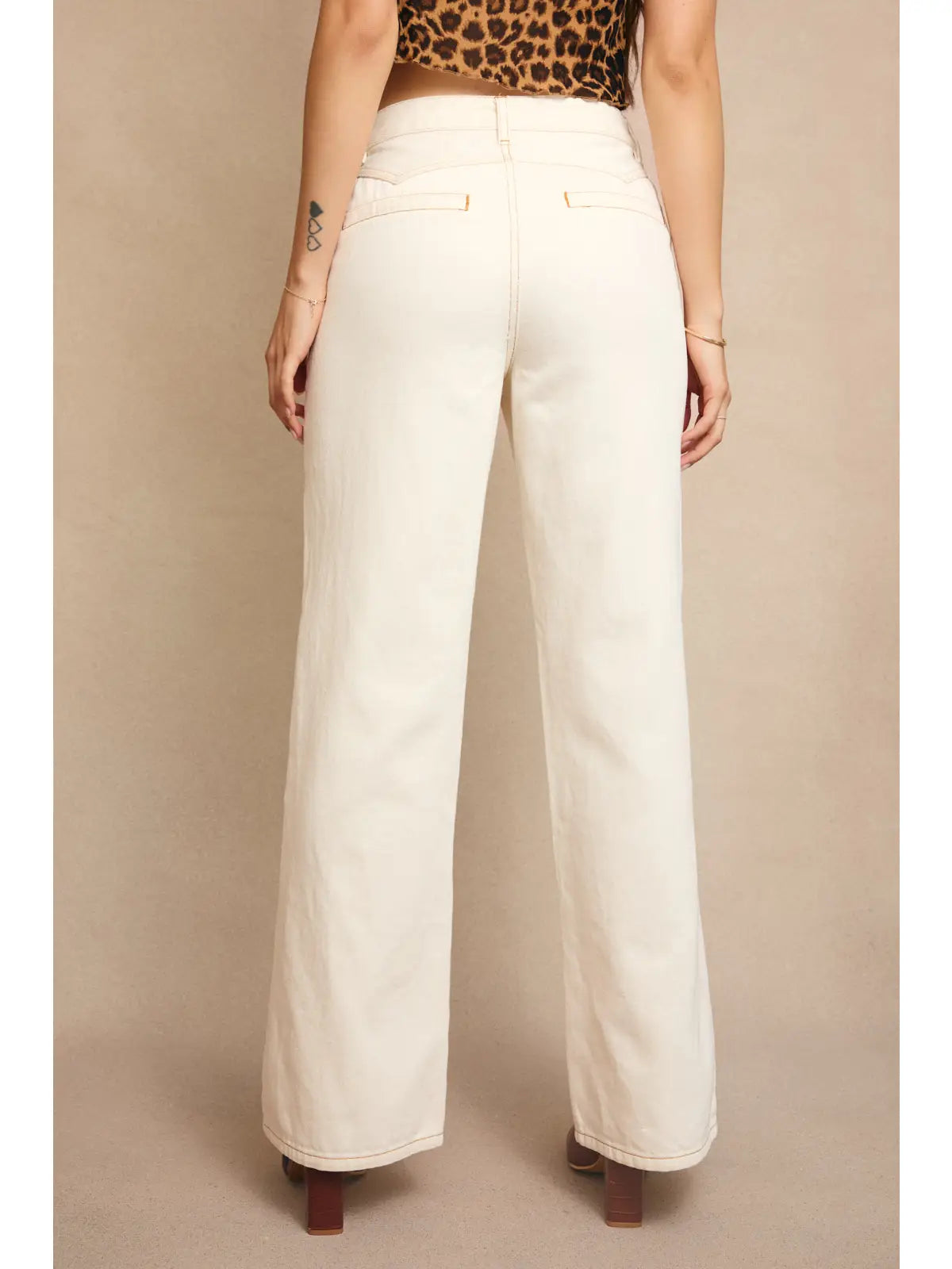 High Waisted Seam Detail Long Pants