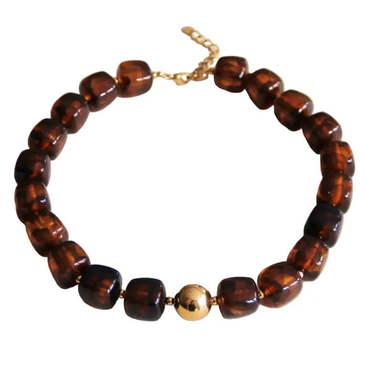 Pebbles Brown Beaded Necklace