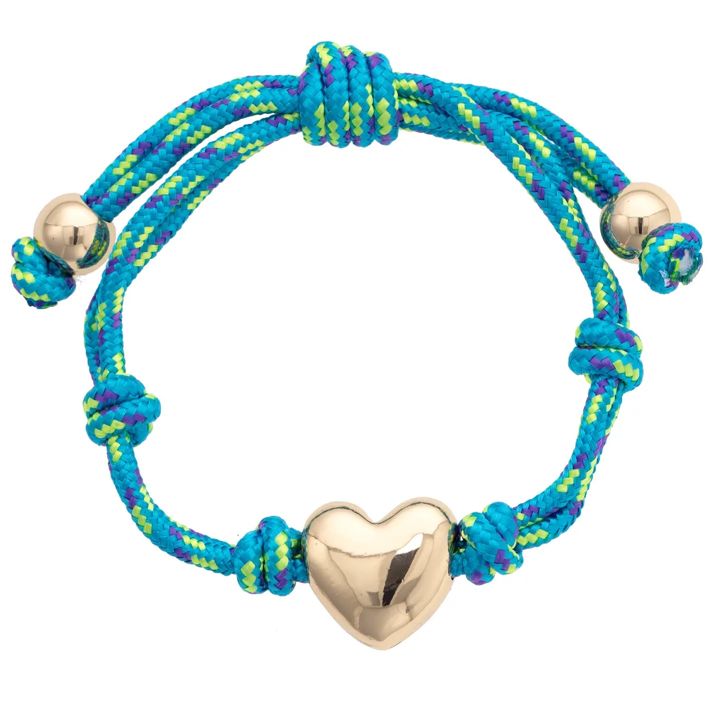 Blue Multi Blaine Puffy Heart Paracord Bracelet