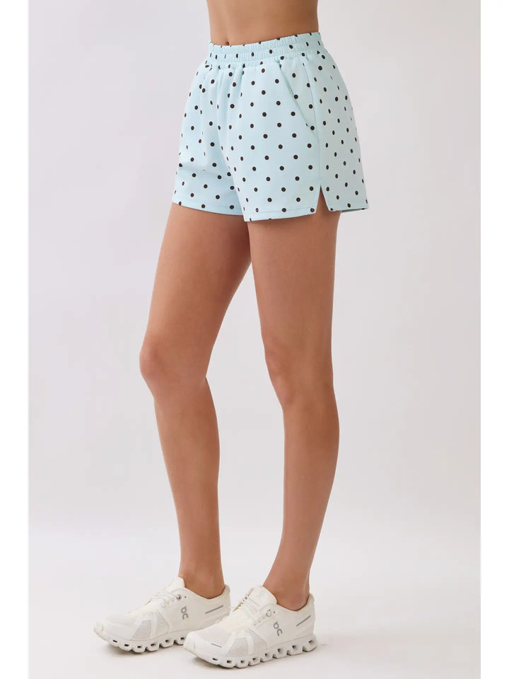 Polka Dot Elastic Waistband Athletic Shorts