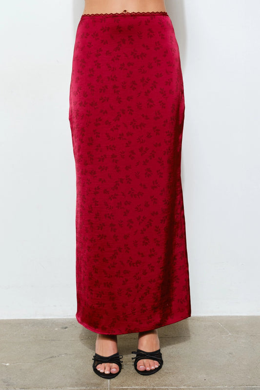 Payne Satin Skirt - Floral, Maxi, Feminine
