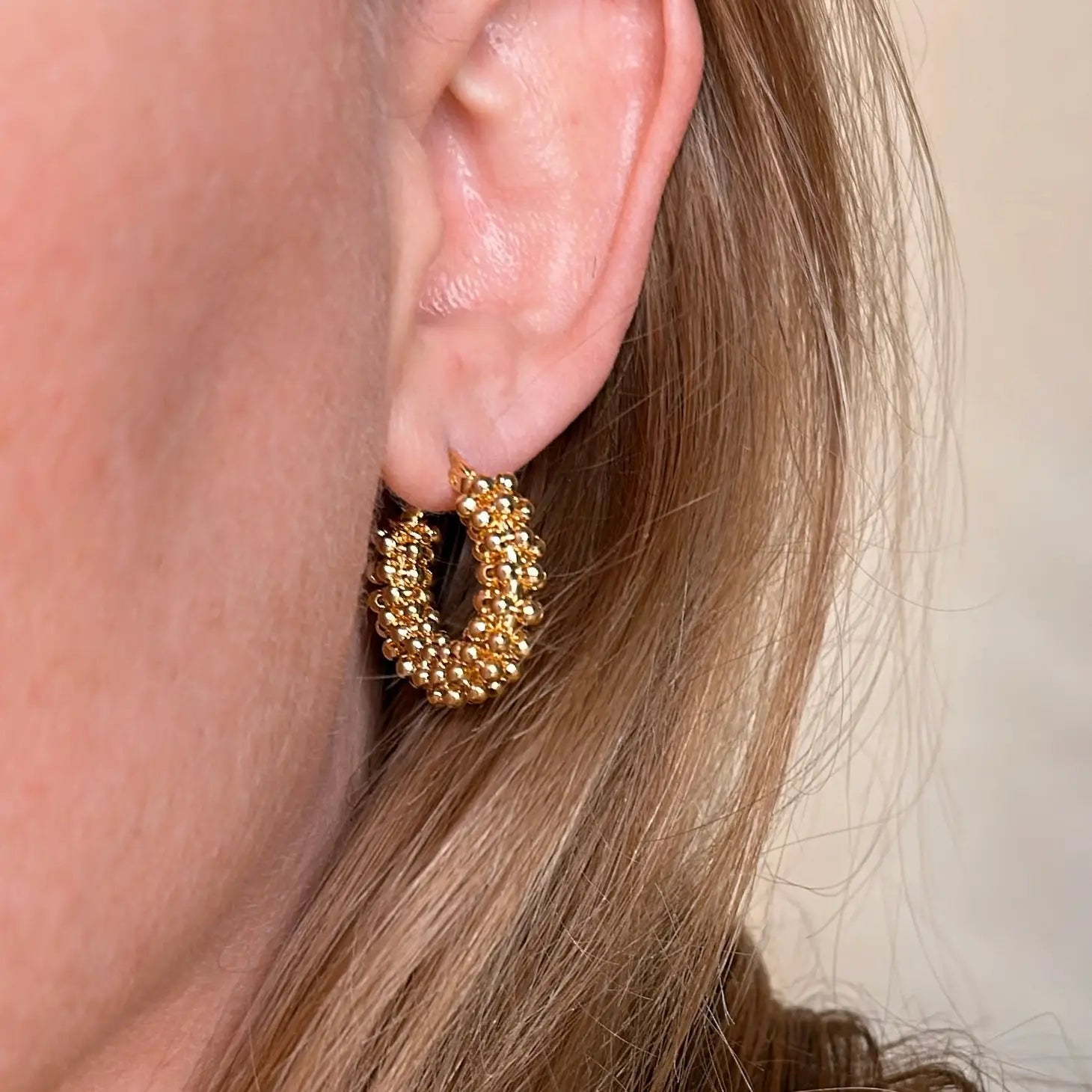 Cluster Hoop Earrings - 18K Gold Filled
