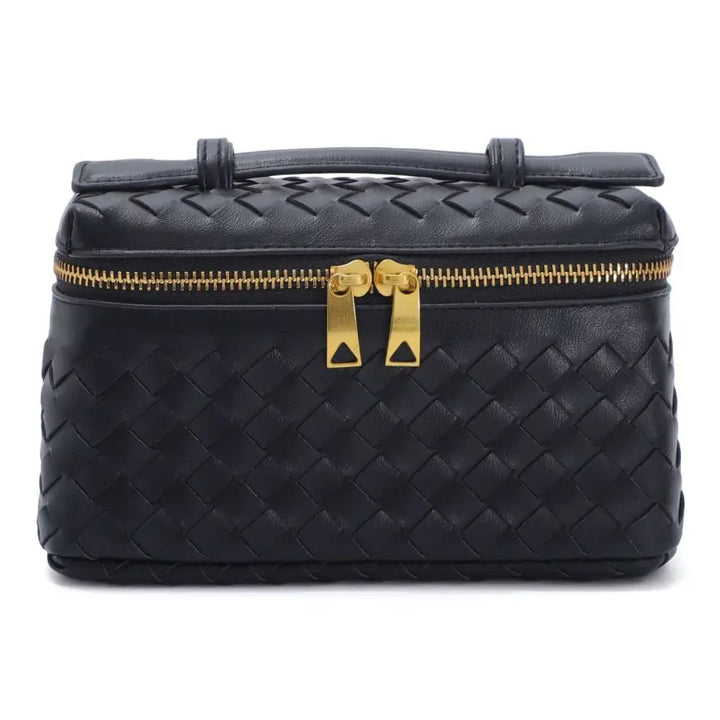 Black Woven Top Handle Bag