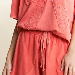 Mineralwash Red / Orange Light Weight Shorts