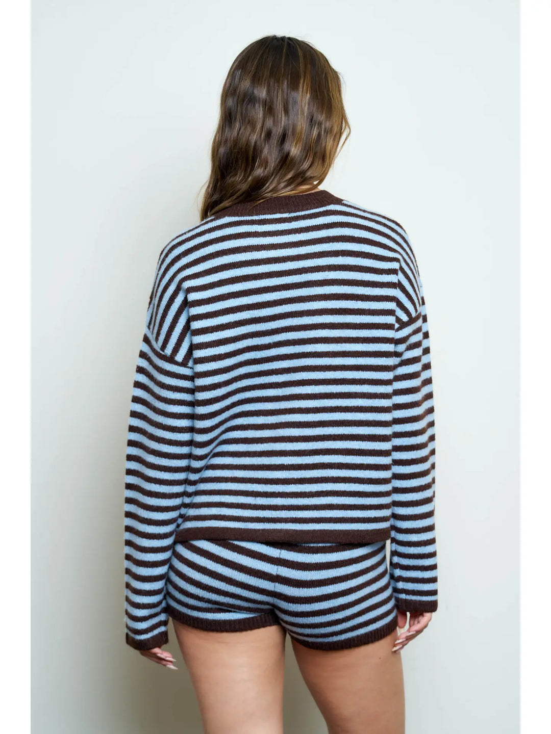 Striped Button Down Long Sleeve Contrast Cardigan