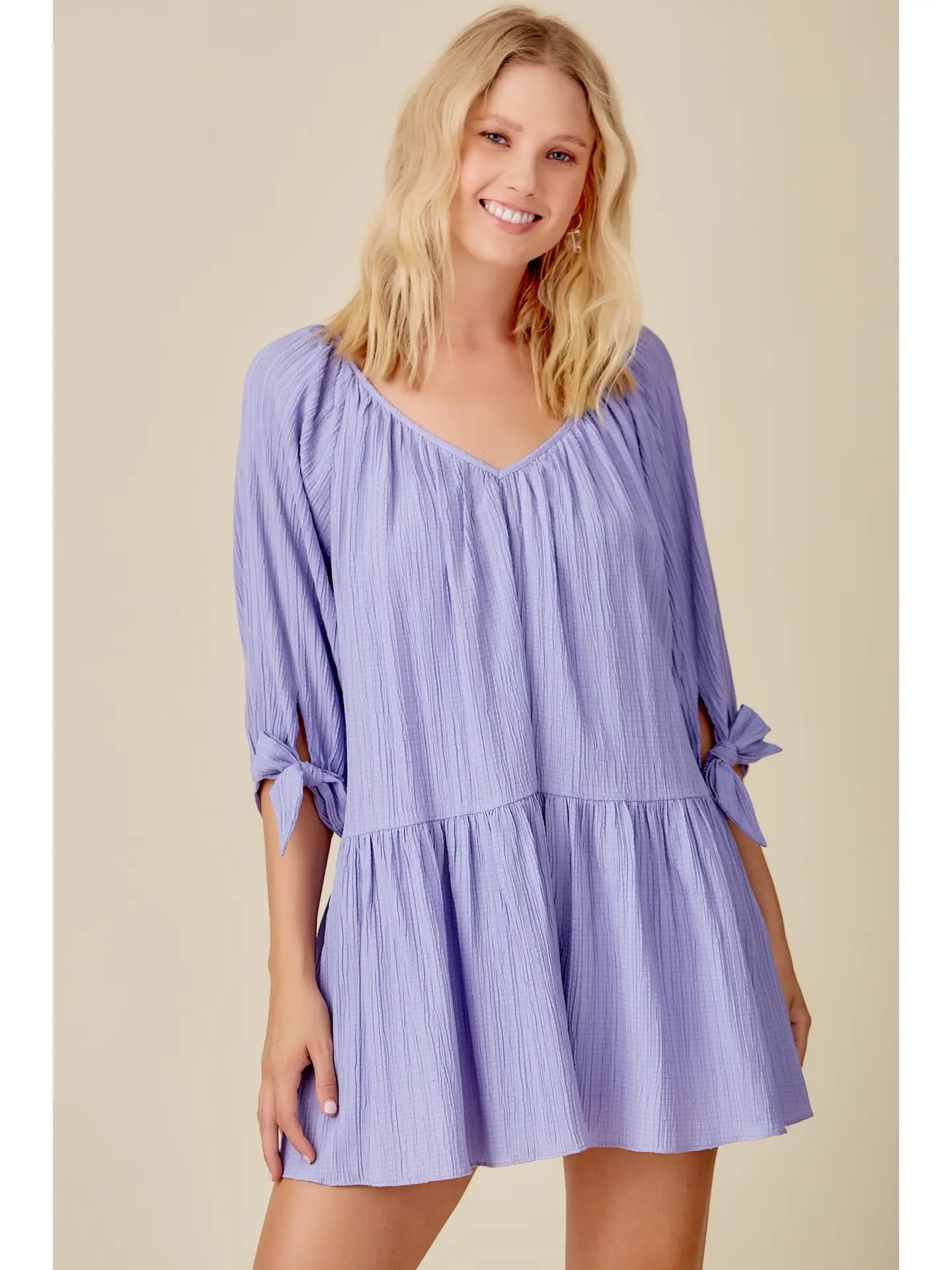 Lavender Crinkle Textured Dress