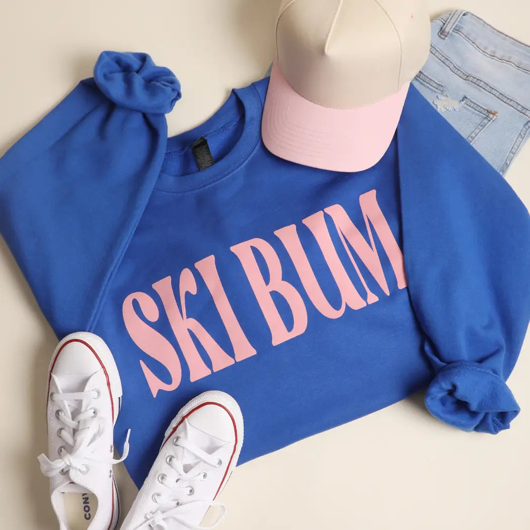 Ski Bum Suede-Like Flocked Logo Heavyweight Sweatshirt