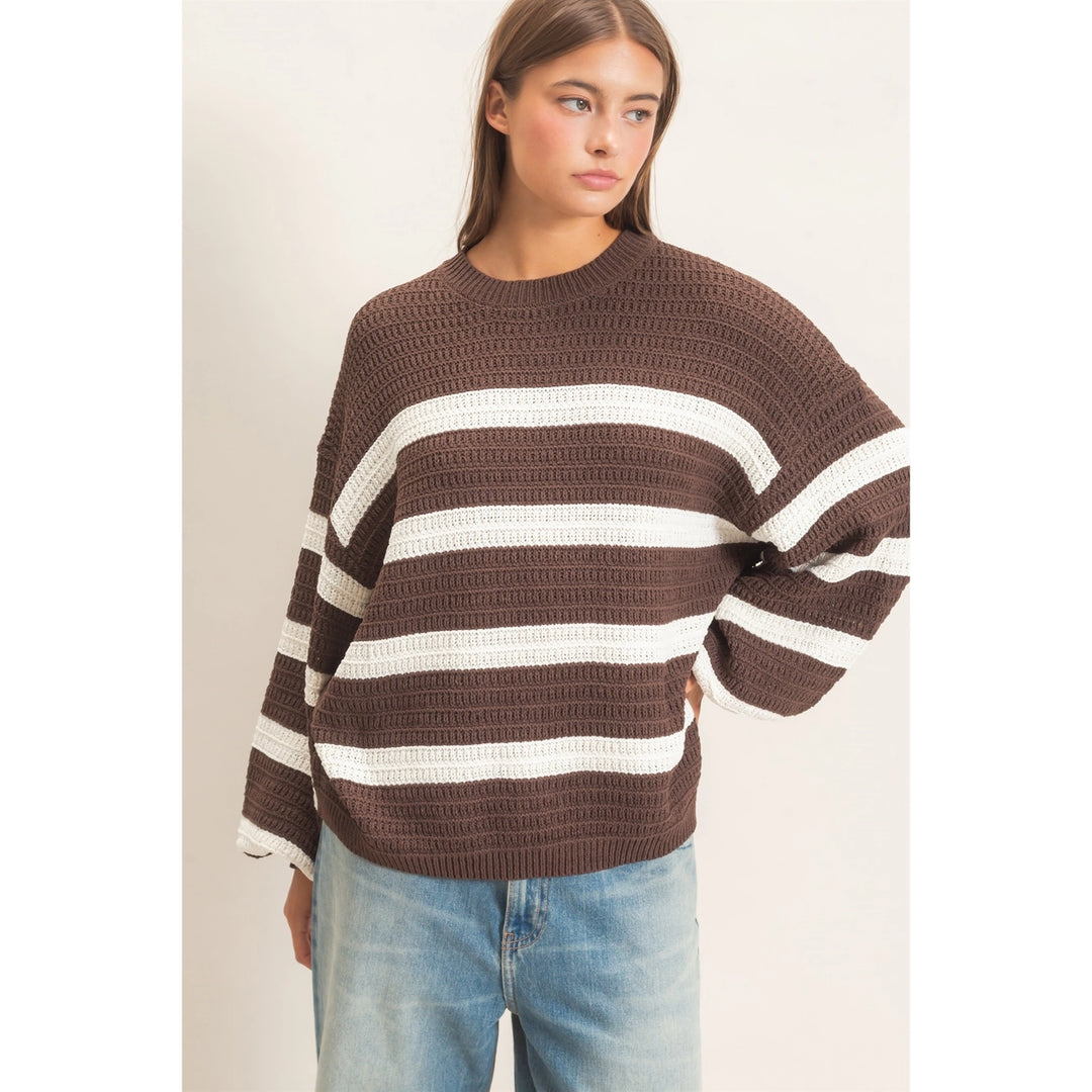 Brown Striped Chunky Sweater (Oversized)