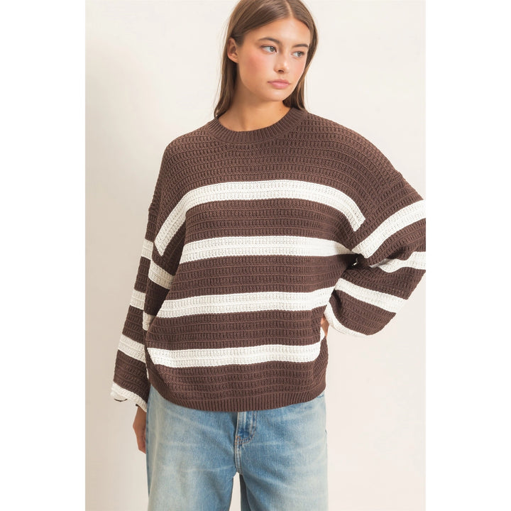 Brown Striped Chunky Sweater (Oversized)