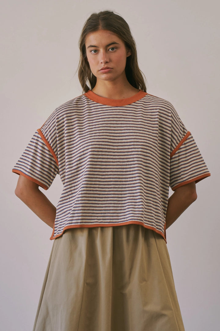 Milo Stripe Oversized Cozy Crewneck Top