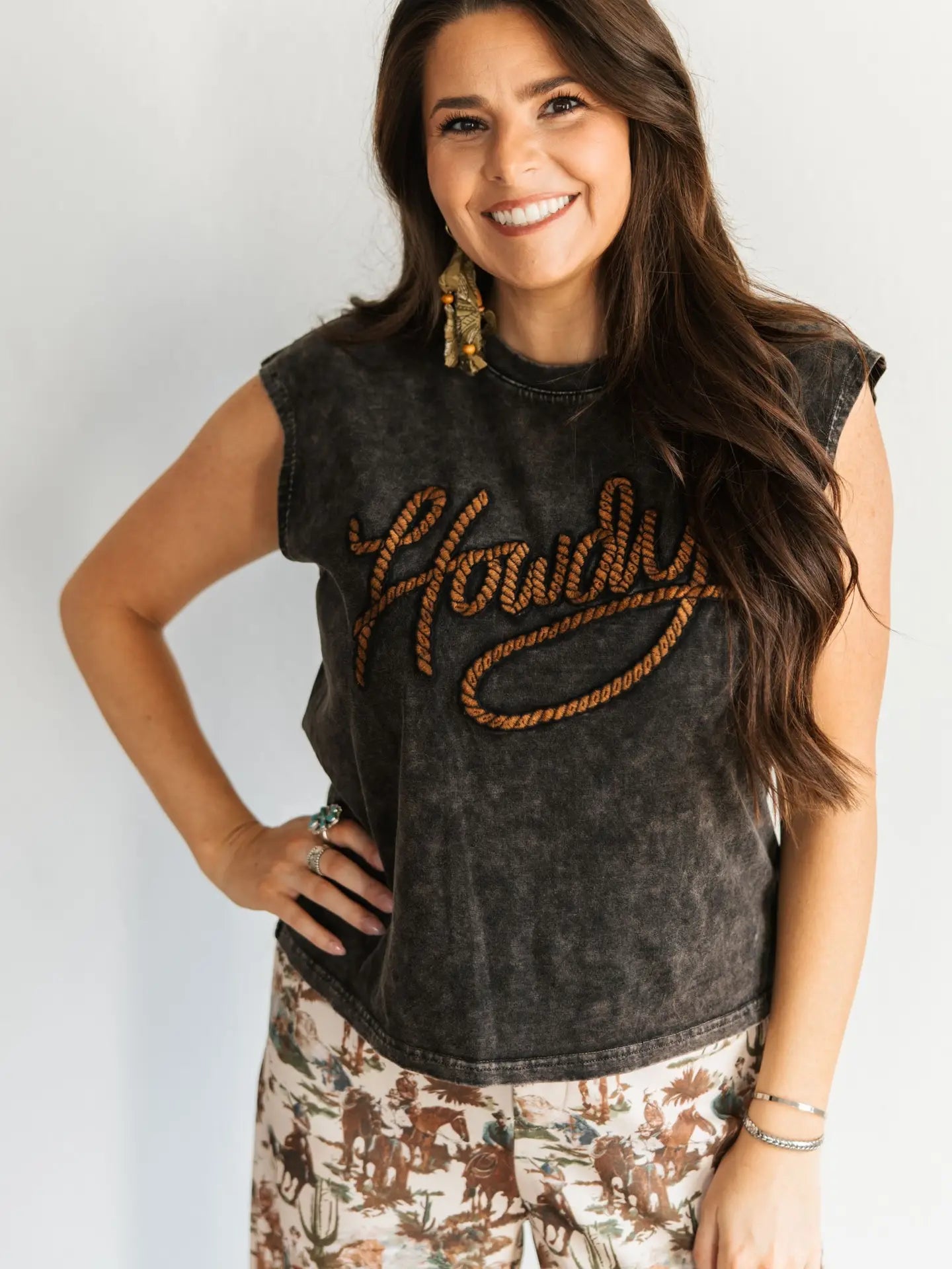 Howdy Vintage Black Tank