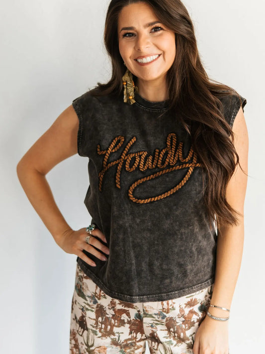 Howdy Vintage Black Tank