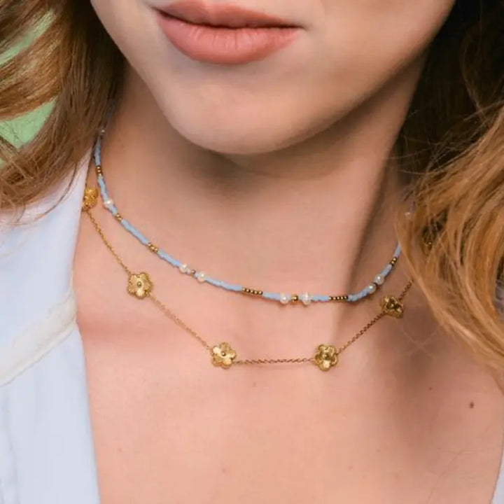 Lucid Blue Mini Beaded Necklace
