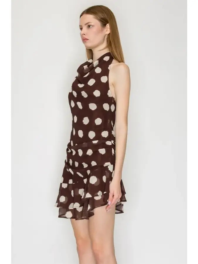 Polka Dots Halter Neck Mini Dress