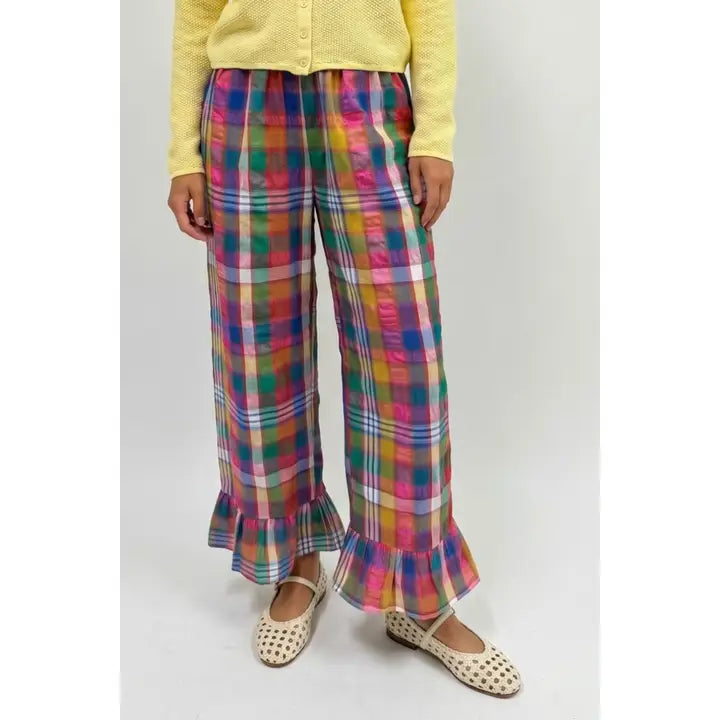 Multi Color Plaid Ruffle Pants