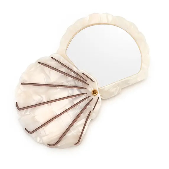 Swing-Hinge Folding Compact Mirror - Seashell - Pearlescent