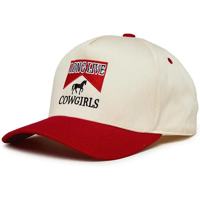 2-Tone Embroidered Cap - Long Live Cowgirls - Red/Beige