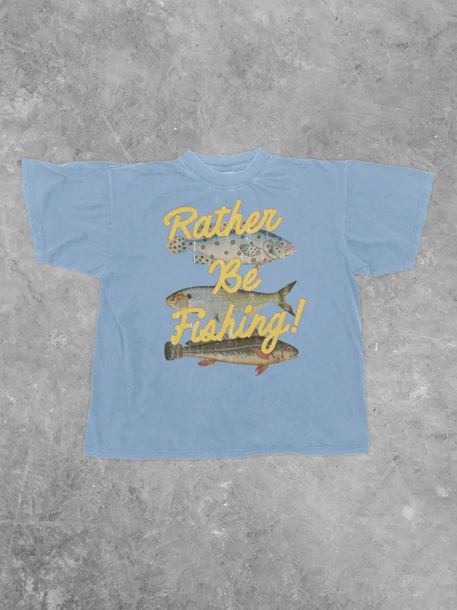 Rather Be Fishing, 3 Fish Boxy Cotton Tshirt