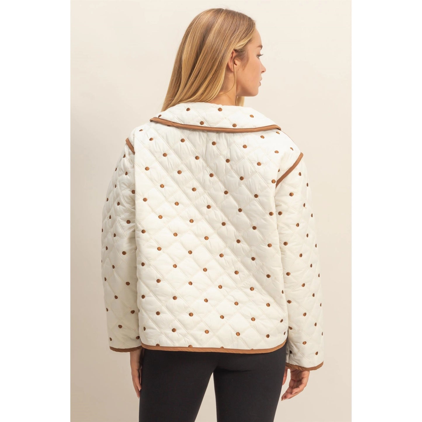 Polkadot Quilted Front Tie Jacket