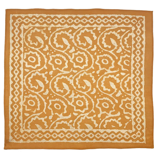 Block Printed Bandana - Golden Yellow Floral Vines Prnt