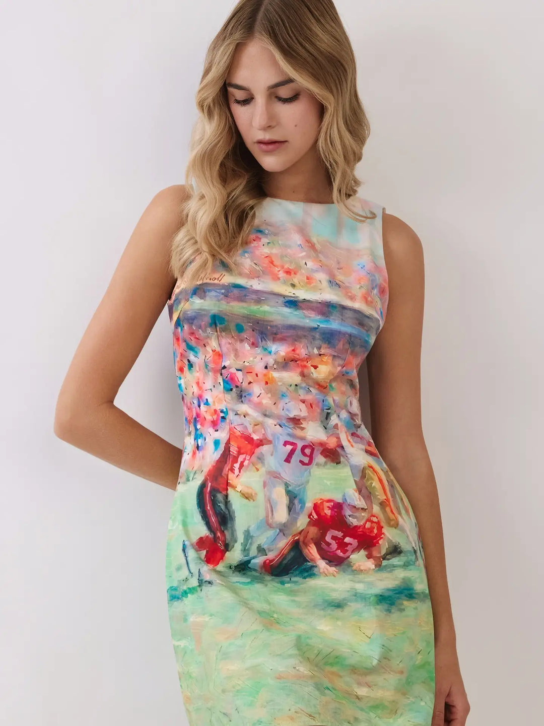 Abstract Football Print Open Back Mini Dress