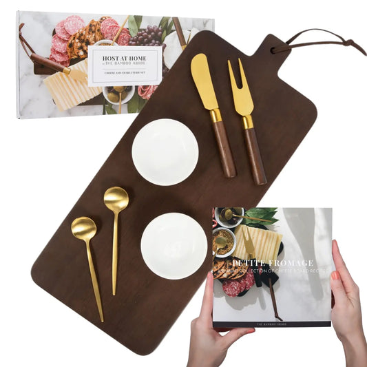7 Piece Charcuterie Board Gift Set, Brown