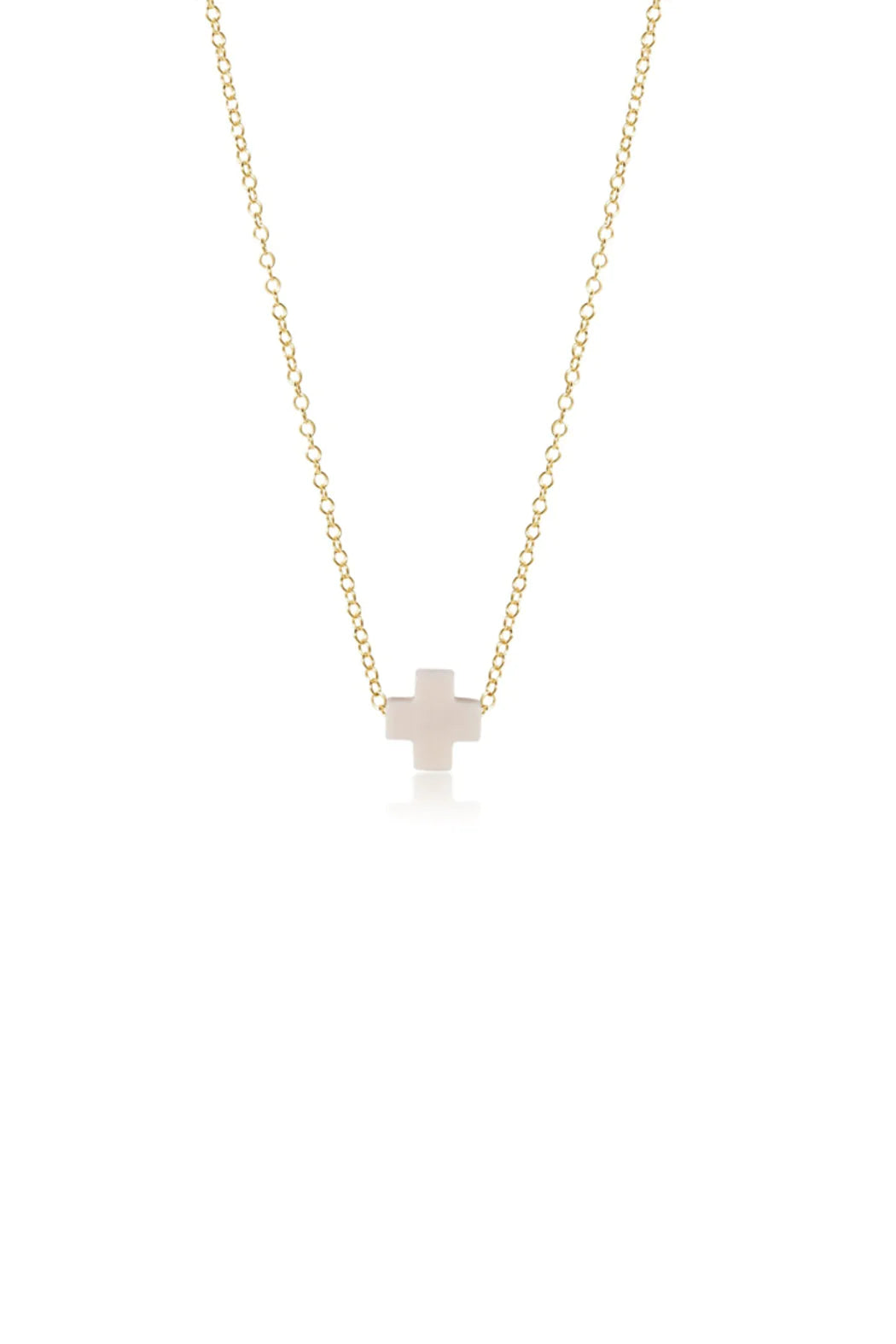 16" Necklace Gold - Signature Cross Off White