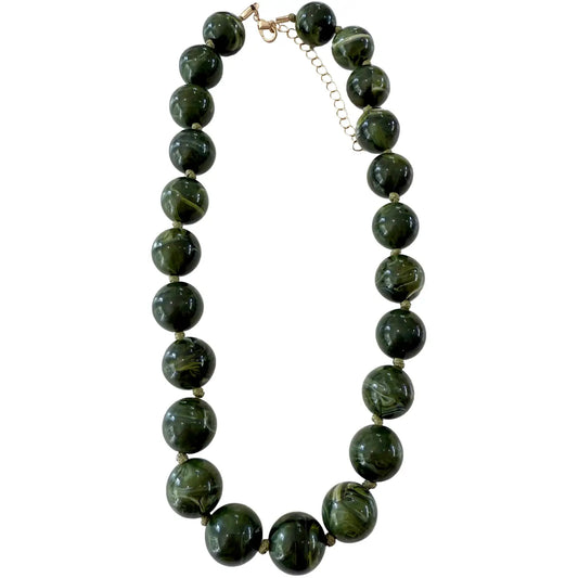 Mabry Chunky Beaded Necklace- Emerald Green