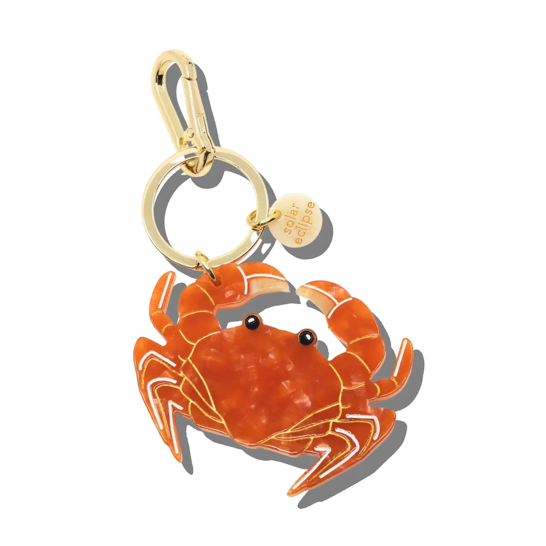 Hand-Painted Crab Bag Charm + Keychain | Eco-Friendly