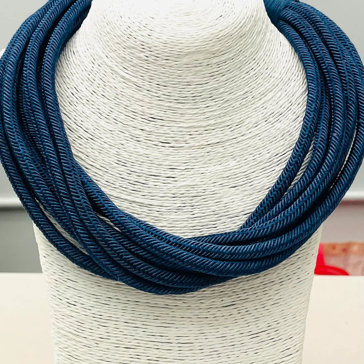 Original Slub 8-Strand Cotton Necklace, Navy