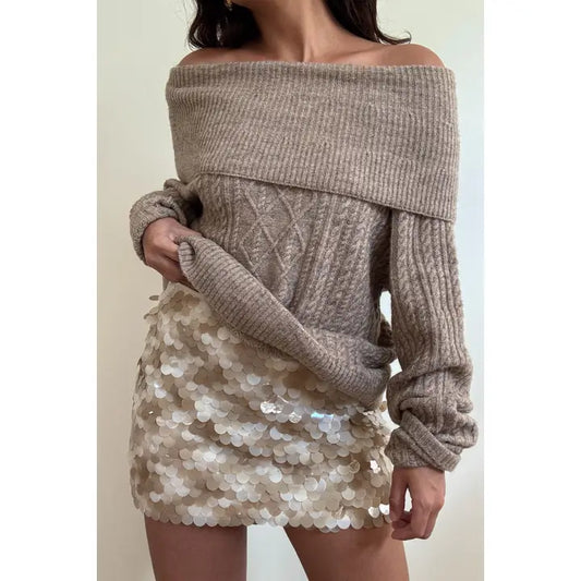 Two-Tone Sequin Mini Skirt