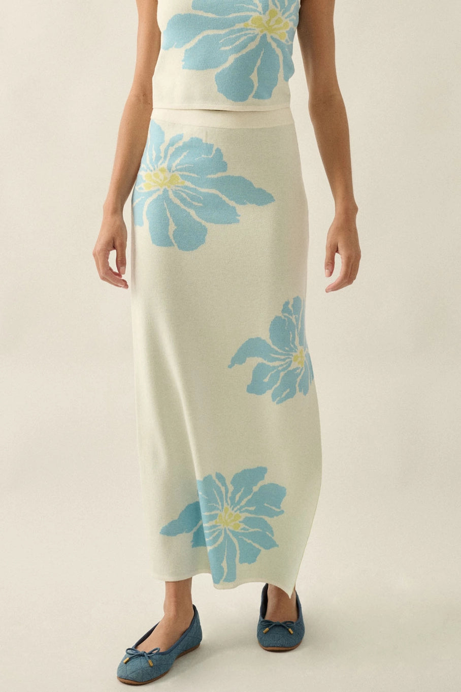 Floral Jacquard-Knit Maxi Sweater Skirt