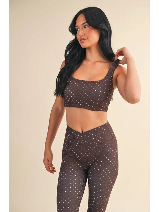 Polka Dot Print Ruched Bra Top