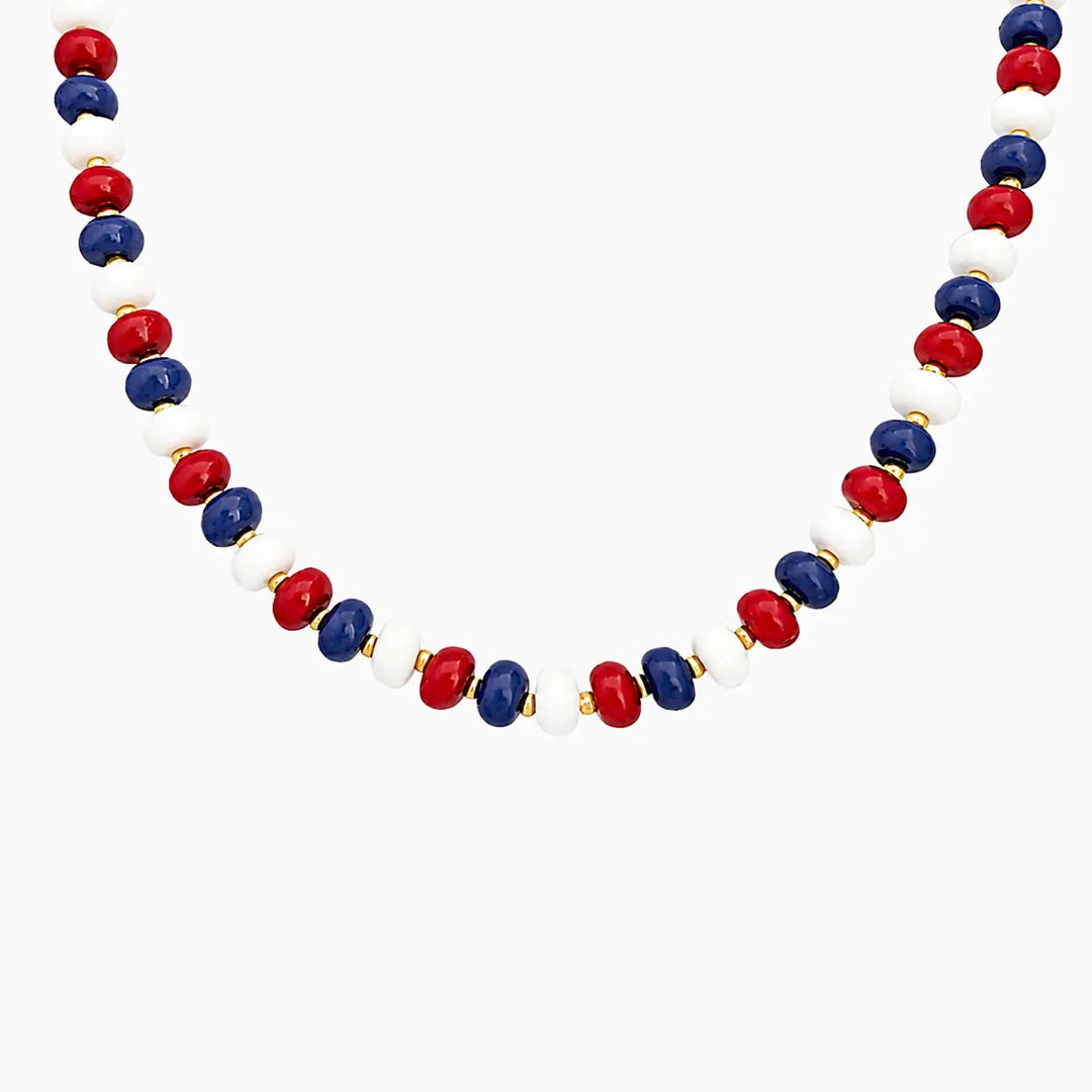 Americana Red White Blue Beaded Necklace