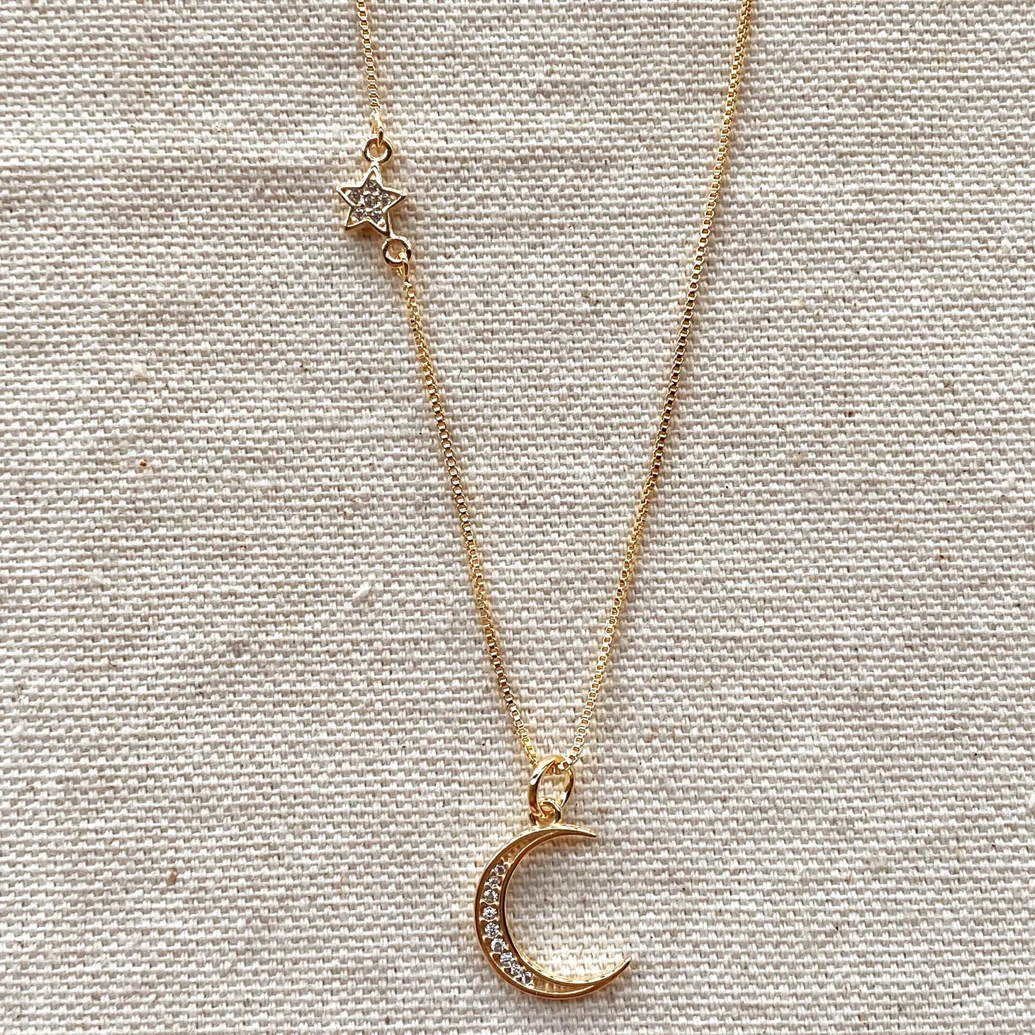 18K Gold Filled Moon & Stars Necklace
