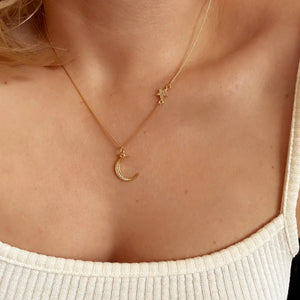 18K Gold Filled Moon & Stars Necklace