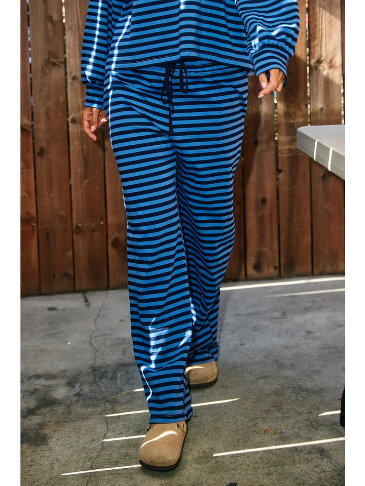 Drawstring Waist Stripe Print Pants