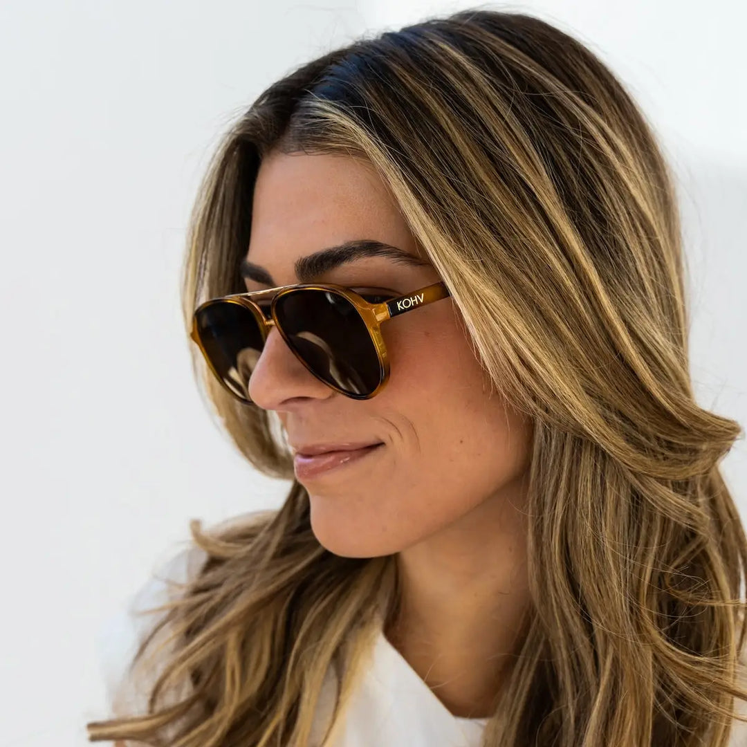 Knox Honey Tortoise Polarized Fashion Aviator Sunglasses