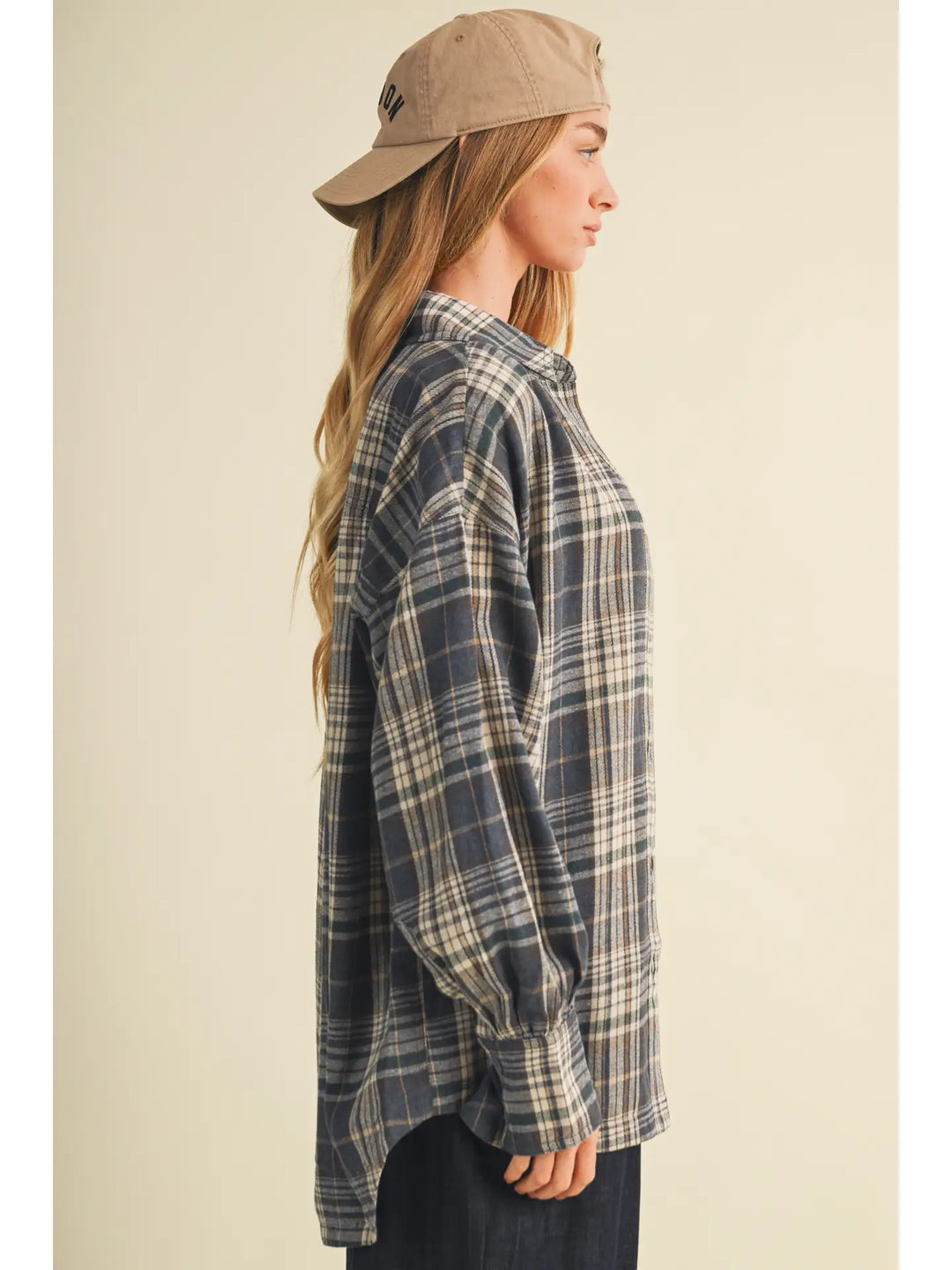 Brushed Plaid Oversized Layering Shacket