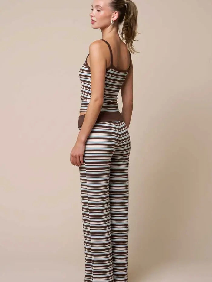 Blue/Brown Striped Cami Tank Top